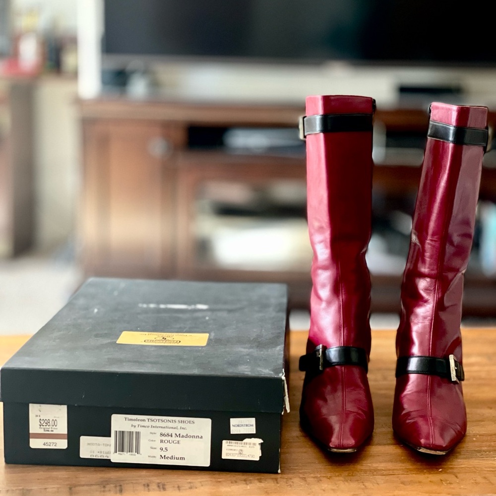 Red Leather Italian Boots - Female Deadpool